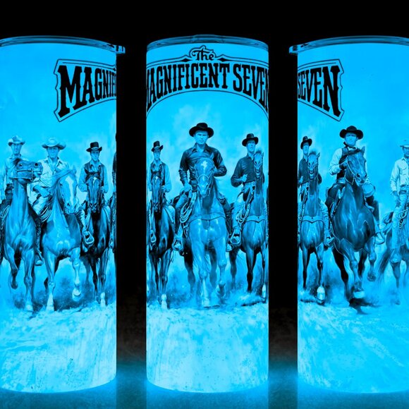 Glow in the Dark The Magnificent Seven 60s Steve McQueen Western Cup Mug Tumbler - Picture 1 of 4